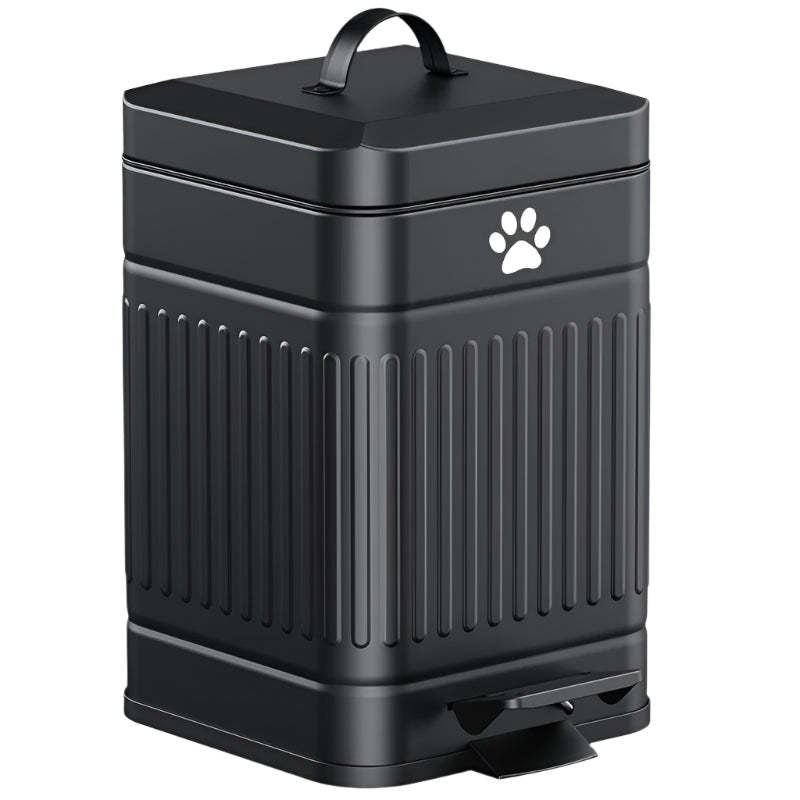 NNETM Dog Poop Bin Trash Can Outside, 19cm×29cm 1.3 Gal Metal Black, Poo Container Bin Waterproof Odor Control Hande-free